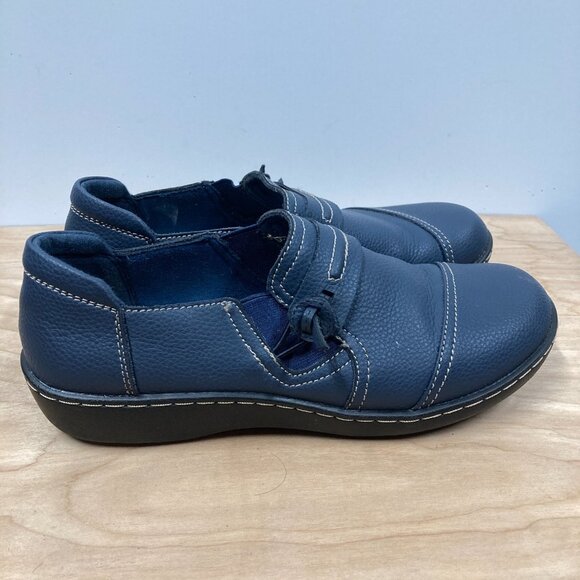 Lazypop Women's Size 7, Navy Blue Leather Loafers Comfort‎ Casual Lightweight - Picture 3 of 11